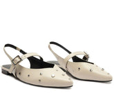 SAPATILHA SLINGBACK BRANCA BICO FINO FIVELA TACHAS C 30029 0337 0002 ANACAPRI - Vintedoisk
